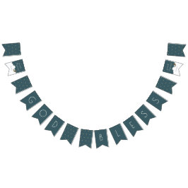 Bandeirinha Deus abençoe Crescente Lua e Estrelas Marinho Bati