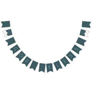 Bandeirinha Deus abençoe Crescente Lua e Estrelas Marinho Bati