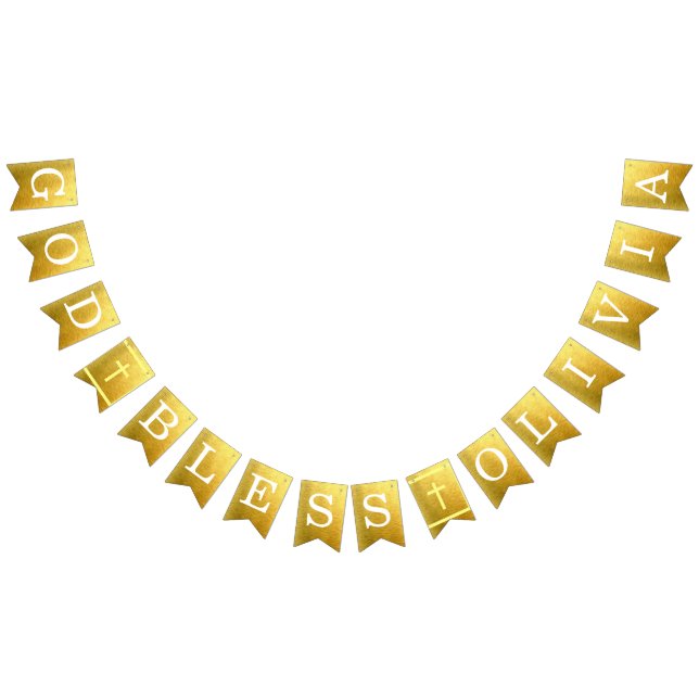 Bandeirinha Deus abençoe Dourado 6 Letras Nome Comunhão Baptis (Todos)