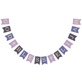 Bandeirinha Deus Abençoe Menino 6 Letras Roxo Batismo Comunhão