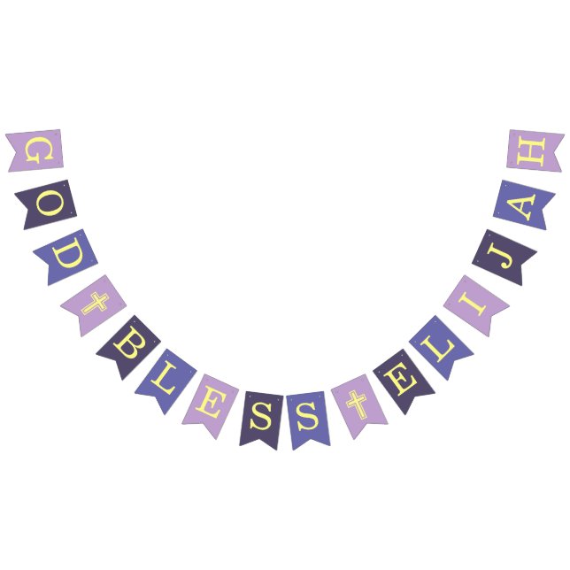 Bandeirinha Deus Abençoe Menino 6 Letras Roxo Batismo Comunhão (Todos)