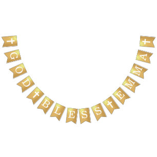 Bandeirinha Deus Abençoe Nome de 4 Letras Batismo Comunhão