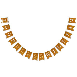 Bandeirinha Deus Abençoe Nome de 7 Letras Dourado Batismo Comu