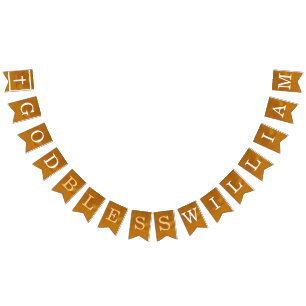 Bandeirinha Deus Abençoe Nome de 7 Letras Dourado Batismo Comu