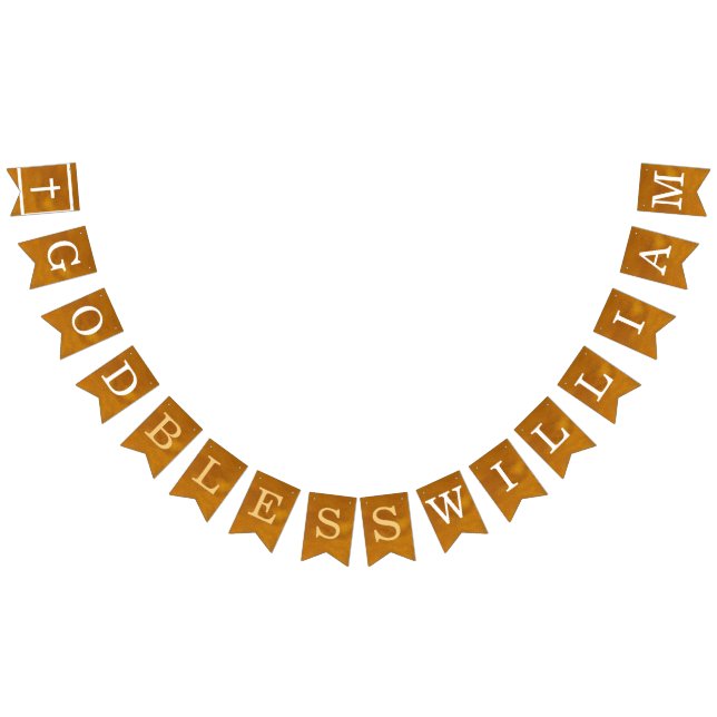 Bandeirinha Deus Abençoe Nome de 7 Letras Dourado Batismo Comu (Todos)