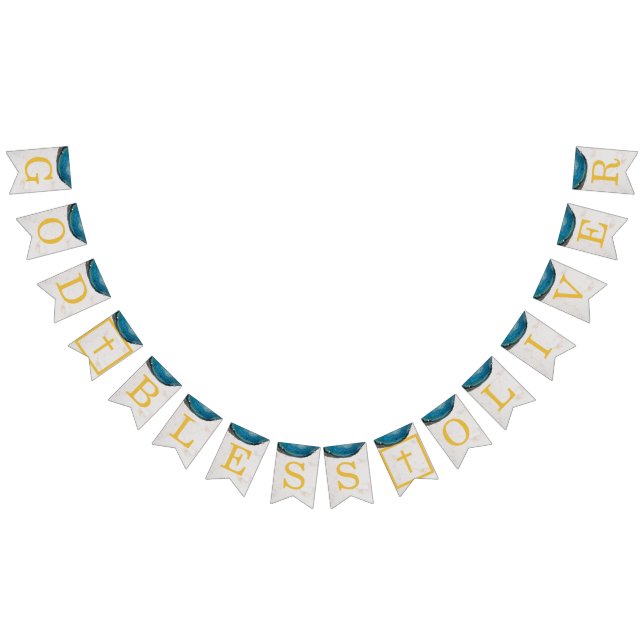 Bandeirinha Deus Abençoe Nome Geodo Azul Menino Batismo Comunh (Todos)