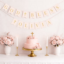 Deus Abençoe Pink & Gold 6 Letras Batismo Comunhão
