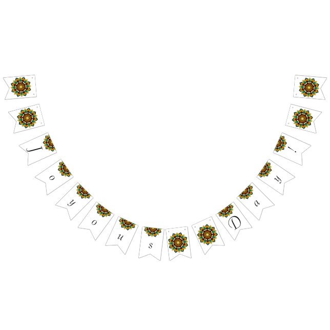 Bandeirinha Dia de Alegria! Mandala em bunda amarela e bronzea (Todos)