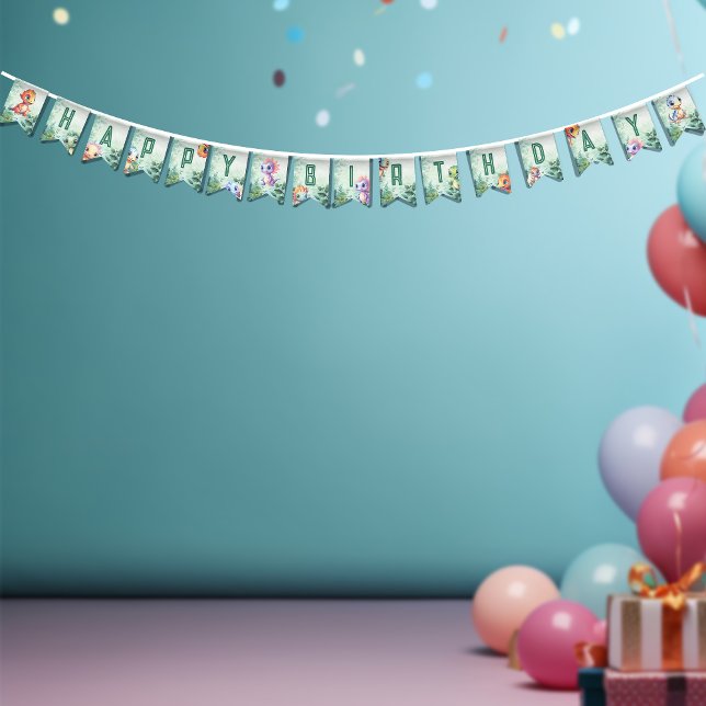 Bandeirinha Dino Roar Birthday Bash (Criador carregado)