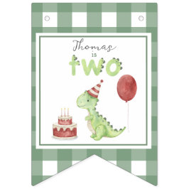 Bandeirinha Dinosaur aquarela 2º aniversário
