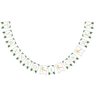 Bandeirinha Dinossauro 4ª Festa de Aniversário Dourada Tyranno