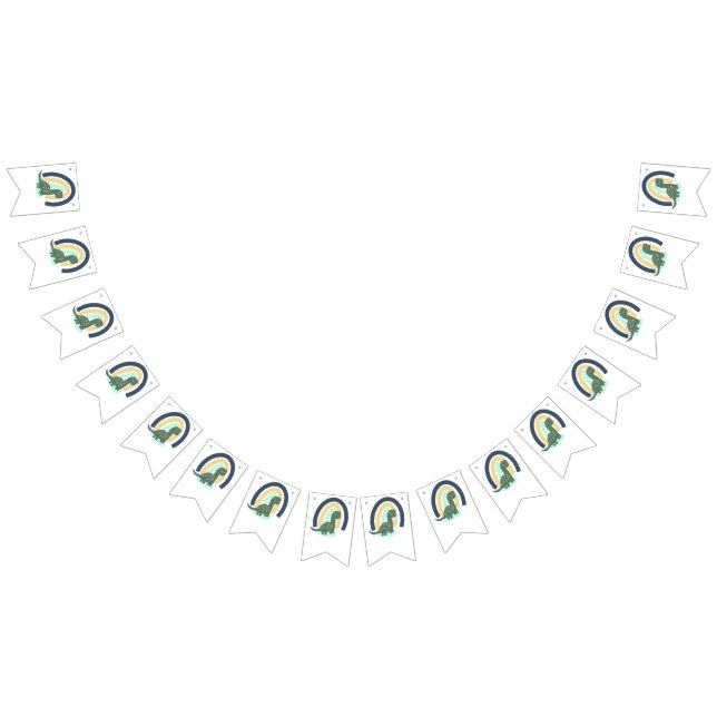 Bandeirinha Dinossauro desenhado à mão com Festa de aniversári (Todos)