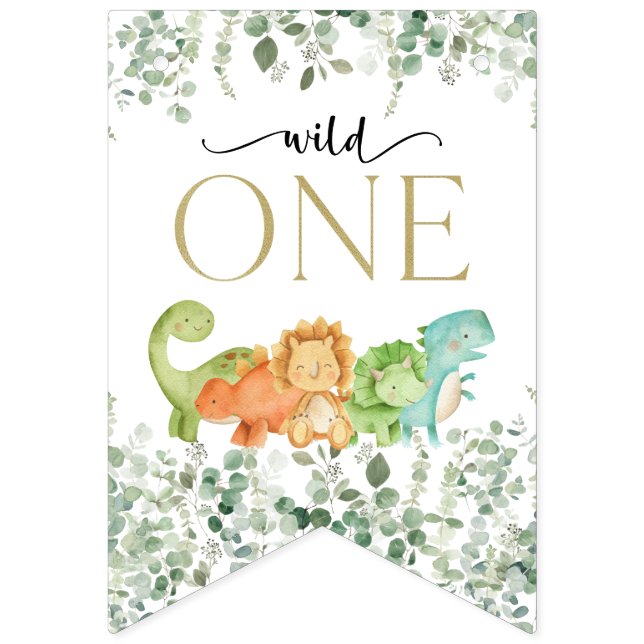 Bandeirinha Dinossauros Cons, T-Rex, Jurássicos, Primeiro Aniv (Primeira Bandeira)