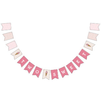 Bandeirinha Duas Banner de Sorvete Rosa Doce