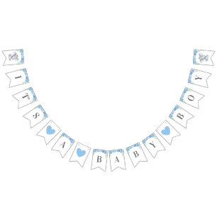 Bandeirinha É um Chá de Floral Azul Claro para Baby Boy Spinkl