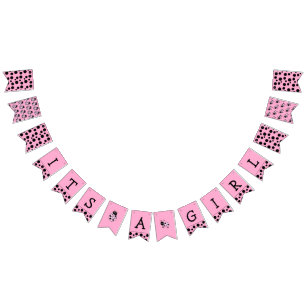 Bandeirinha É um Chá de fraldas de Garota Rosa Ladybug