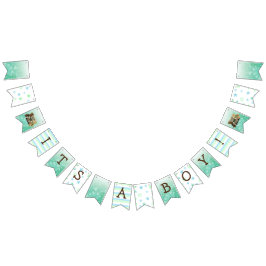 Bandeirinha É um Chá de fraldas Verde do Urso de Teddy