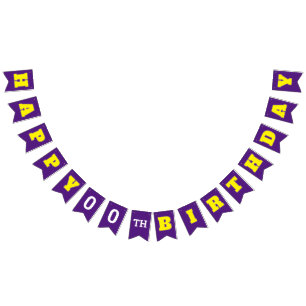 Bandeirinha Edite a sua idade no aniversário feliz do PURPLE