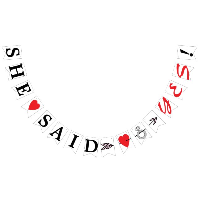 Bandeirinha ELA DISSE SIM, Coração Vermelho, Anel Diamante E S (Todos)