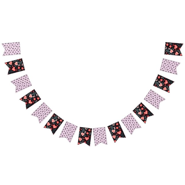 Bandeirinha Elegant Valentine's Day floral bunting banner (Todos)