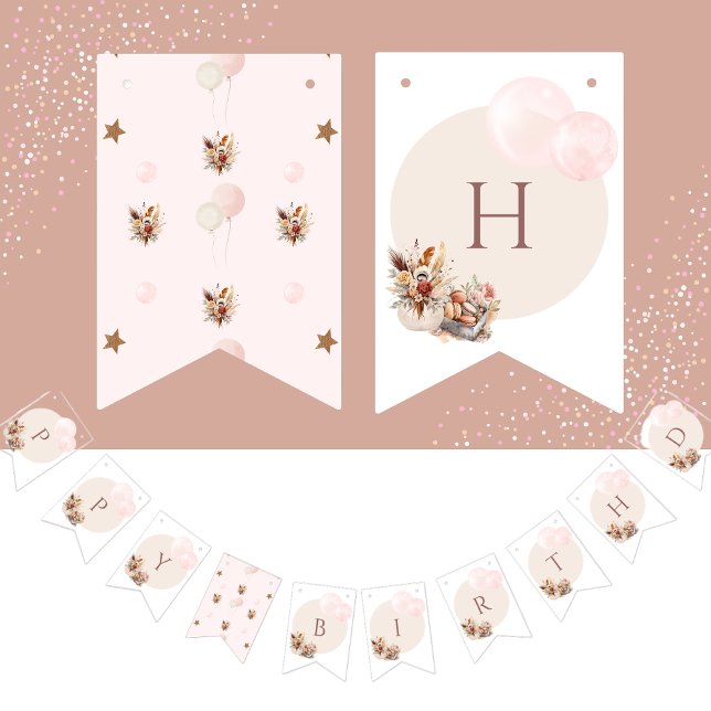 Bandeirinha Elegante Bohemian Pastel Pattern (Elegant Bohemian Birthday Party Bunting Flag)