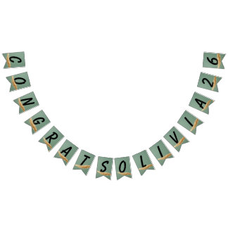 Bandeirinha Elegante Bunting Personalizado Verde Sálvia para F