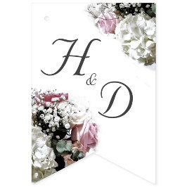 Bandeirinha Elegante faixa floral para chá de noiva católico