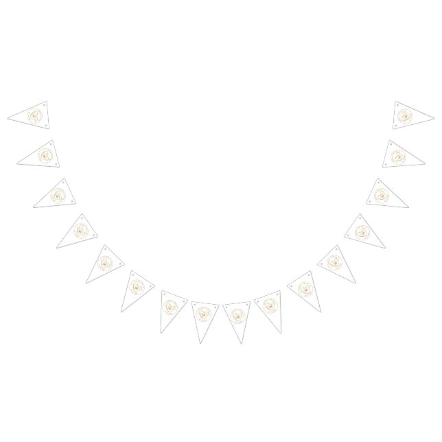 Bandeirinha Elegante Monograma de Casamento em Ouro (Todos)