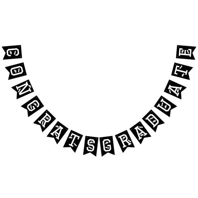 Bandeirinha Elegante Parabéns Boné Formando, Diploma Black Whi (Todos)