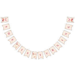 Bandeirinha Elegante Rosa Floral Aquarela Um 1º Aniversário