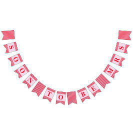 Bandeirinha Em breve será a Sra. Retro Red & Pink Stripes