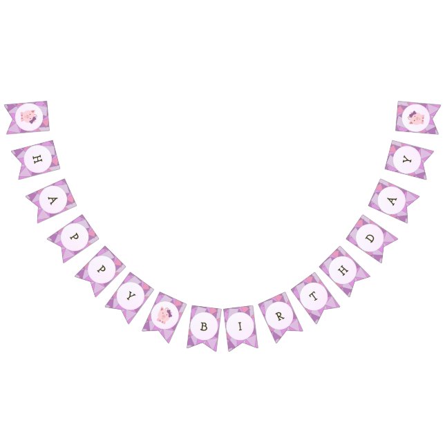 Bandeirinha Estamenha bonito do feliz aniversario do porco da (Todos)