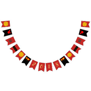 Bandeirinha Estamenha preta do ano e Dourado vermelha nova