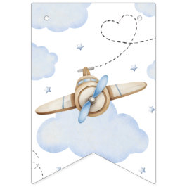 Bandeirinha Estandarte de Aniversário Avião Aquarela O Tempo V