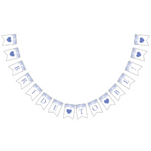 Bandeirinha Estandarte de bandeirolas Floral Azul Vintage para