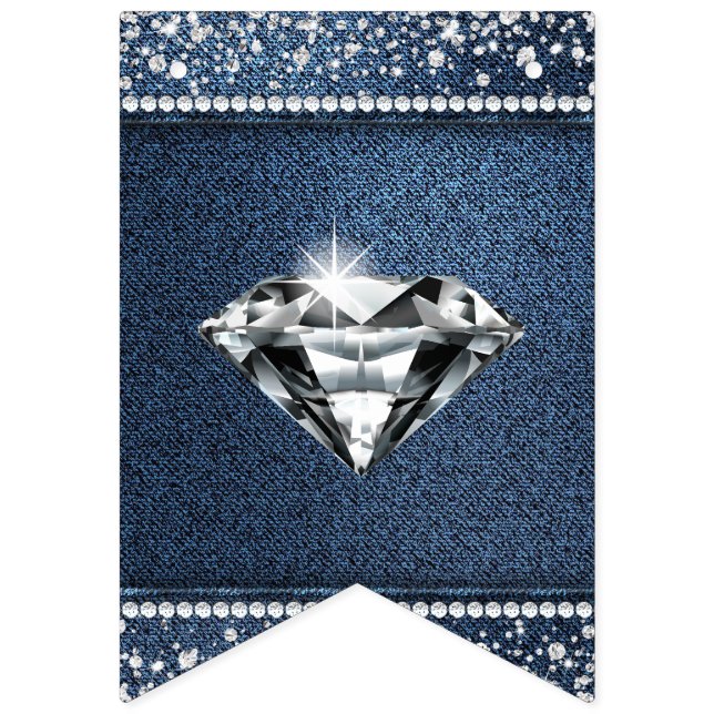 Bandeirinha Estandarte de Denim e Diamante (Primeira Bandeira)