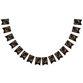Bandeirinha Estandarte de Moldura Ornamentada Floral Dourada