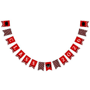 Bandeirinha Estandarte Suspensa de Graduação Vermelho Preto da