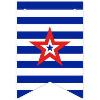 Bandeirinha Estrela Patriótica Americana em Listras Azuis e Br