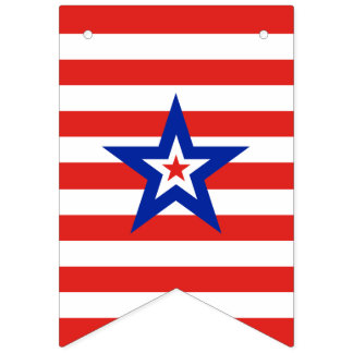 Bandeirinha Estrela Patriótica Americana em Listras Vermelhas 