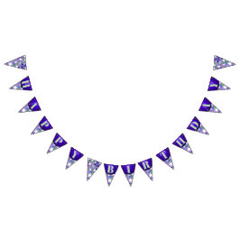 Bandeirinha Estrelas Brancas Roxo Hortelã Verde Feliz Aniversá