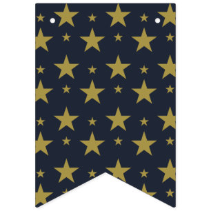 Bandeirinha Estrelas Douradas em Azul Marinho – Elegante e Ate