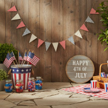 Estrelas e listras patrióticas em aniagem