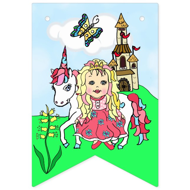 Bandeirinha Faça Aniversário Banner Princesa Rosa (Décima sexta bandeira)