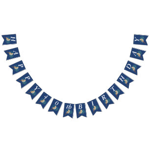 Bandeirinha Fada de aniversário bonito e loira em meia-lua de 