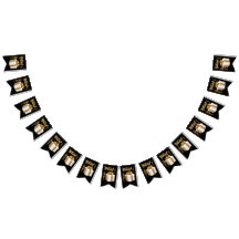 Faixa de Aniversário Branco Dourado Bunting