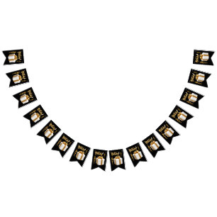 Bandeirinha Faixa de Aniversário Branco Dourado Bunting