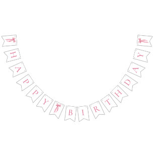 Bandeirinha Faixa de Aniversário Feliz com Arco Rosa Moderno