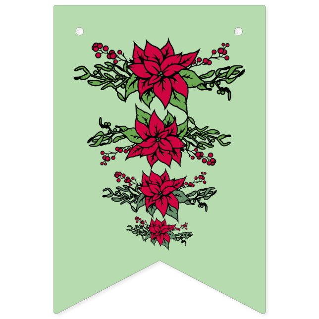 Bandeirinha Faixa de bandeirolas de poinsétia de Natal (Primeira Bandeira)