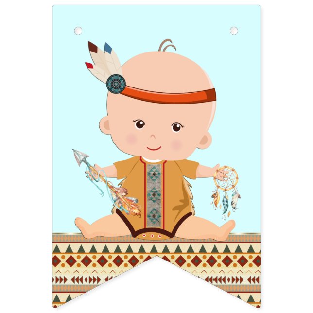 Bandeirinha Faixa de Bebê de Estilo Boho Tribal (Primeira Bandeira)